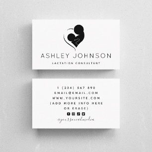 Carte De Visite Consultant en lactation pour allaitement noir et b