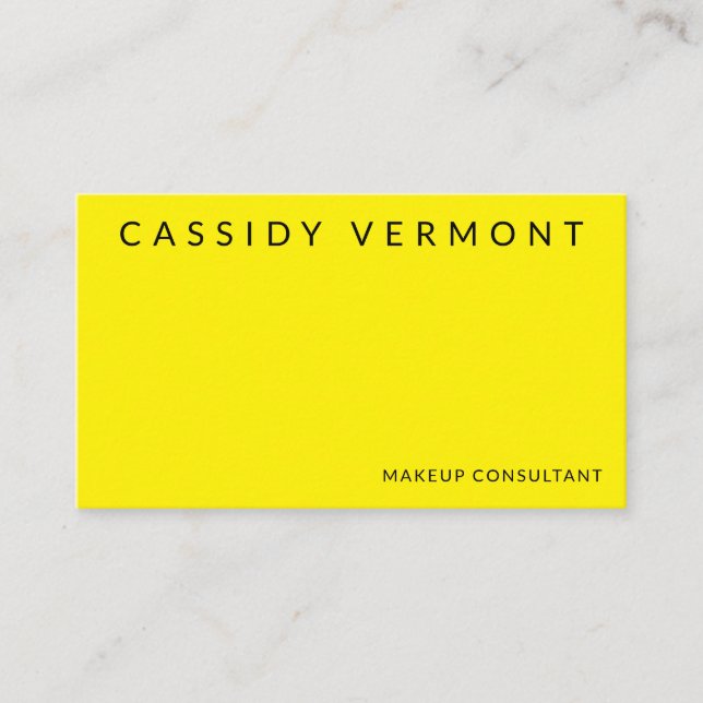 Carte De Visite Consultant en maquillage de beauté jaune gras (Devant)