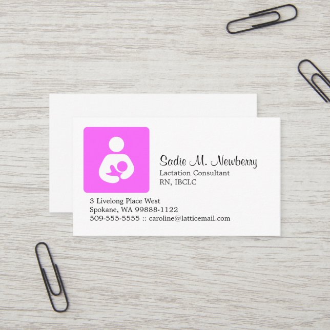 Carte De Visite Consultant en matière de lactation (Devant/Arrière en situation)