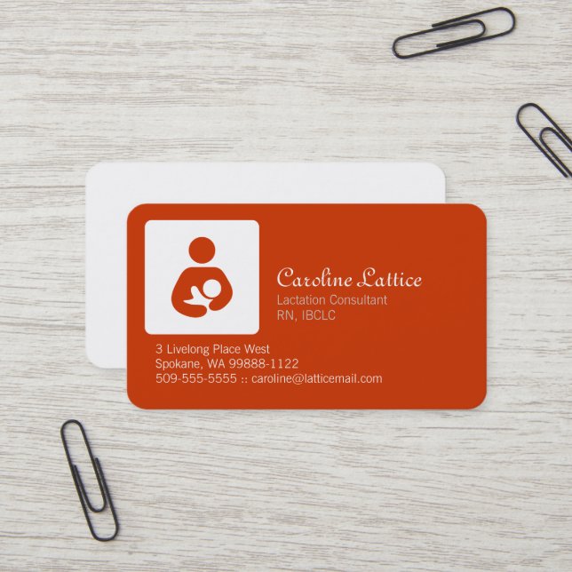 Carte De Visite Consultant en matière de lactation (Devant/Arrière en situation)