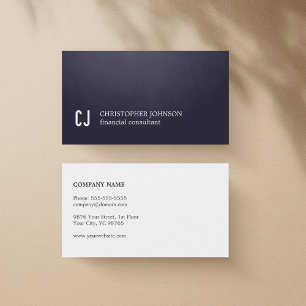 Carte De Visite Consultant en matière financier de monogramme bleu