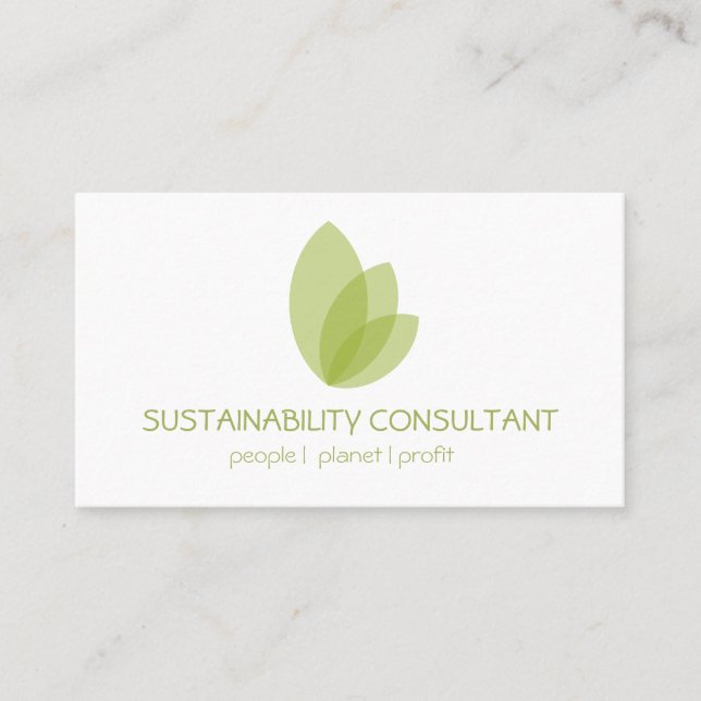 Carte De Visite Consultant en matière vert moderne de durabilité (Devant)