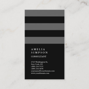 Carte De Visite Consultant en mode à rayures gris-noir vertical