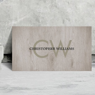 Carte De Visite Consultant en Monogramme en bois élégant moderne