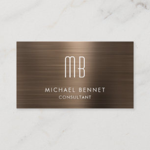 Carte De Visite Consultant en Monogramme Métallisé Bronze Brun Lux