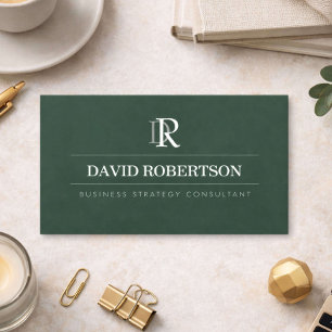 Carte De Visite Consultant en monogramme professionnel Vert foncé