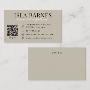 Carte De Visite Consultant financier typographie moderne neutre