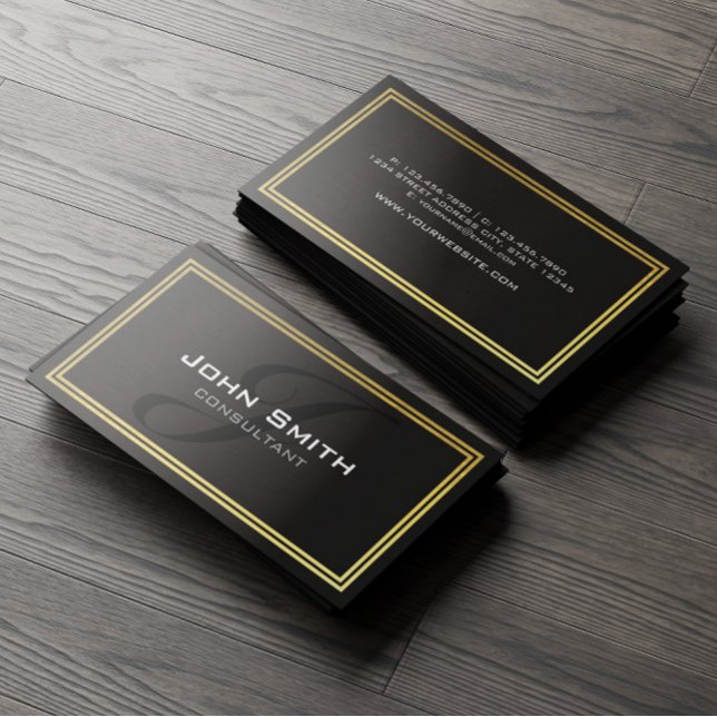 Carte De Visite Consultant frontalier Grunge Black Metal et Gold F (Créateur téléchargé)