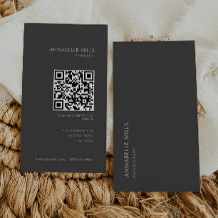 Carte De Visite Consultant Gray Vertical Minimaliste Simple Qr Cod