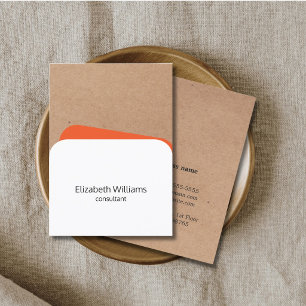 Carte De Visite Consultant Kraft Orange Blanc Géométrique Moderne