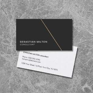 Carte De Visite Consultant minimaliste de ligne d'or Bllack Faux