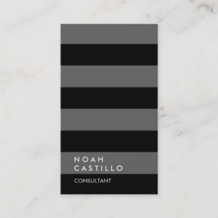 Carte De Visite Consultant moderne en gris noir rayé tendance
