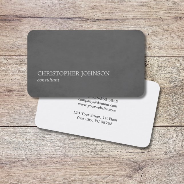 Carte De Visite Consultant moderne en gris texture simple (Créateur téléchargé)