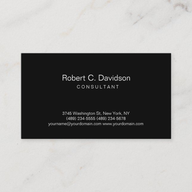 Carte de visite consultant moderne en noir clair (Devant)