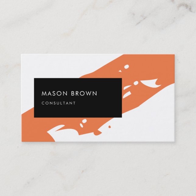 Carte De Visite Consultant Moderne Orange Diagonale Noir Rectangle (Devant)