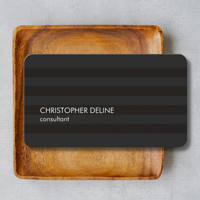Carte De Visite Consultant moderne simple gris foncé noir rayé (Créateur téléchargé)