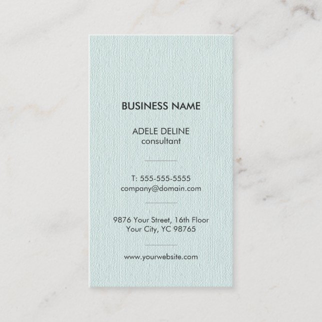 Carte De Visite Consultant moderne simple texturé bleu pâle (Devant)