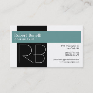 Carte de visite consultant Monogramme bleu blanc