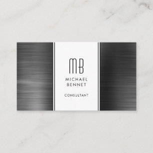 Carte De Visite Consultant Monogramme en huile métallique noire
