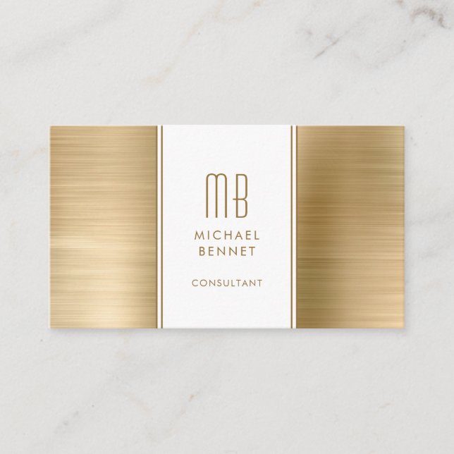 Carte De Visite Consultant Monogramme Gold Metallic Foil (Devant)