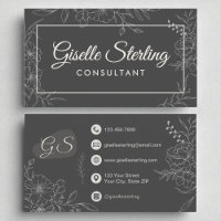 Consultant Moody Charcoal Grey Floral Script