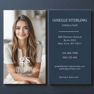 Carte De Visite Consultant Photo Marine Blue Professional