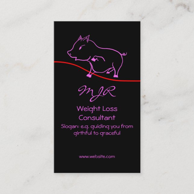 Carte De Visite Consultant pour la perte de poids - Logo Piggy Cut (Devant)
