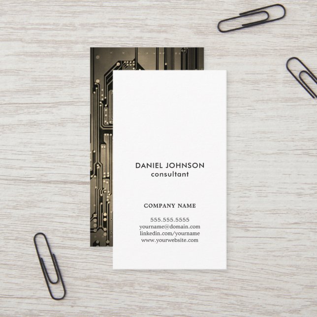 Carte De Visite Consultant professionnel Elegant Circuit Board (Devant/Arrière en situation)