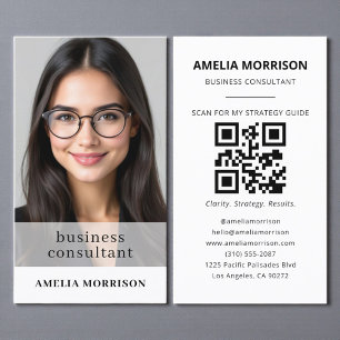 Carte De Visite Consultant professionnel minimaliste Code QR Photo