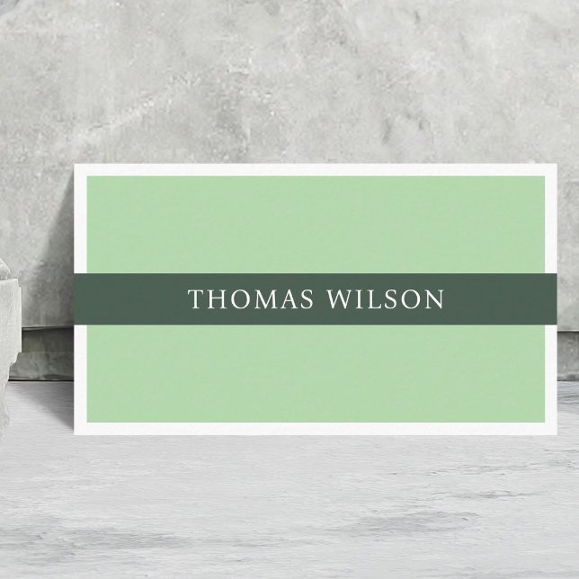 Carte De Visite Consultant professionnel moderne Green White Strip (Créateur téléchargé)