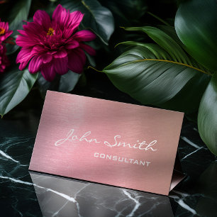Carte De Visite Consultant professionnel moderne Pink Rose Gold Fo