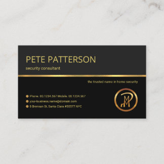 Carte De Visite Consultant professionnel Retro Gold Line Security