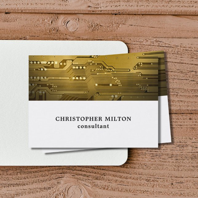 Carte De Visite Consultant professionnel White Gold Circuit Board (Créateur téléchargé)