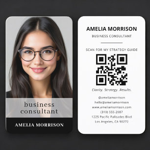 Carte de visite Consultant QR Code Noir Photo