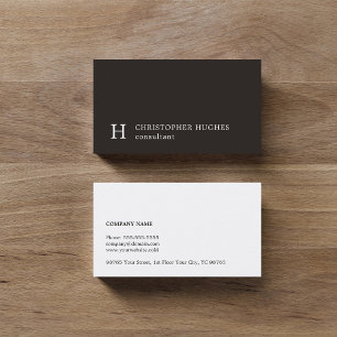 Carte De Visite Consultant simple en noir blanc noir