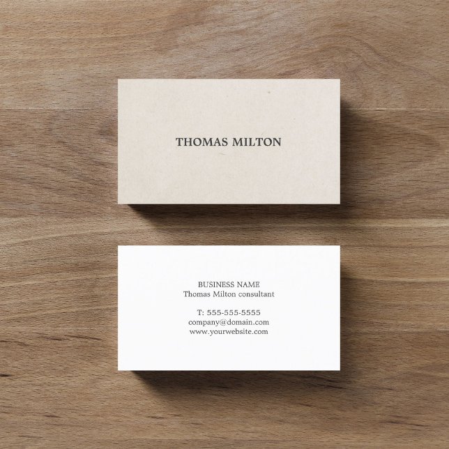Carte De Visite Consultant simple et élégant en carton beige (Créateur téléchargé)