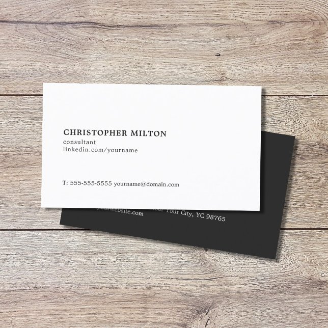 Carte De Visite Consultant simple et élégant en noir et blanc (Créateur téléchargé)