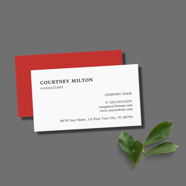 Carte De Visite Consultant simple et élégant en rouge blanc (Créateur téléchargé)