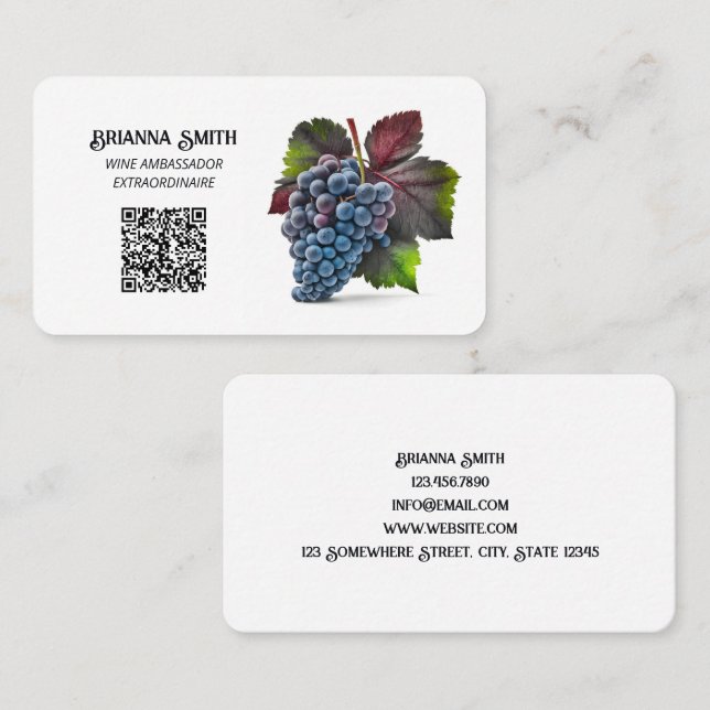 Carte De Visite Consultant sur le vin QR personnalisé (Devant / Derrière)