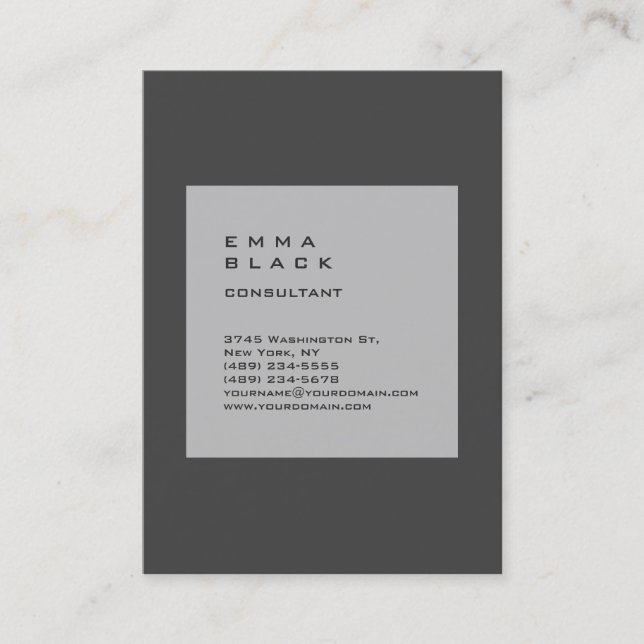 Carte De Visite Consultant unique et élégant en gris clair vertica (Devant)