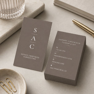 Carte De Visite Consultant Vertical Moderne Taupe Professionnel