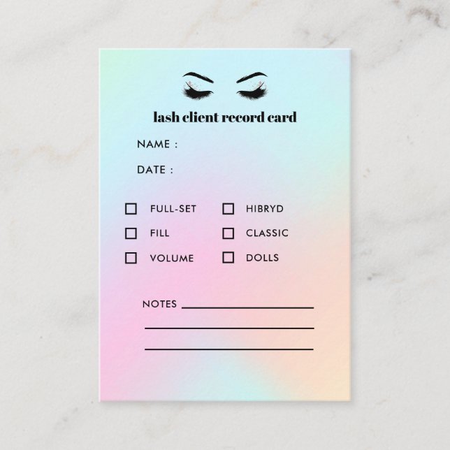Carte De Visite Consultation des clients de l'extension Eyelash Ho (Devant)