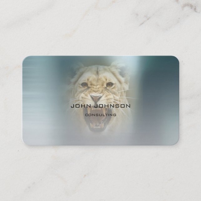 Carte De Visite Consulting personnalisé Lion Blue Metallic Steel (Devant)