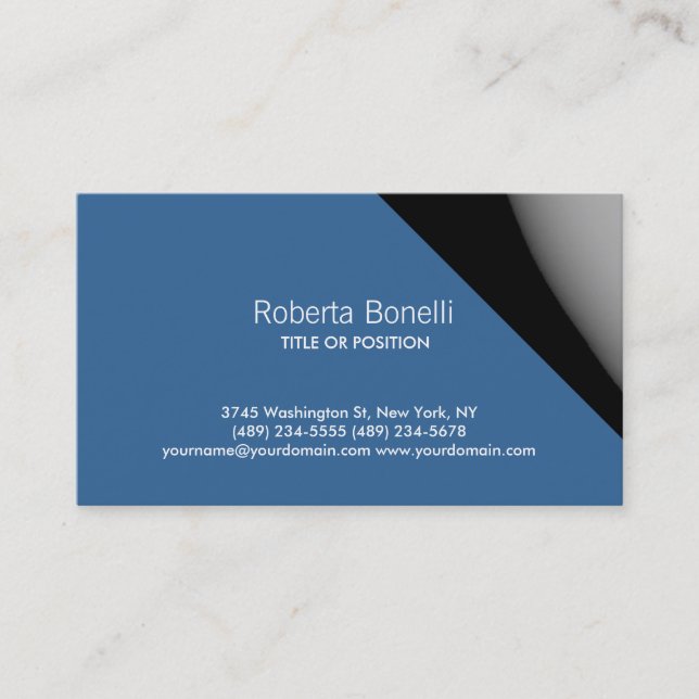 Carte de visite contemporain bleu gris clair (Devant)