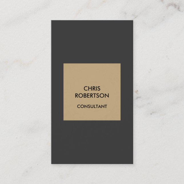 Carte de visite contemporain gris-beige vertical (Devant)