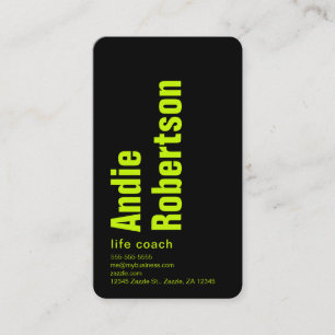Carte De Visite Contemporain minimaliste jaune fluorescent noir
