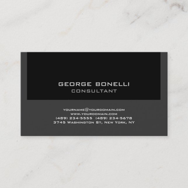 Carte de visite contemporain tendance noir gris (Devant)
