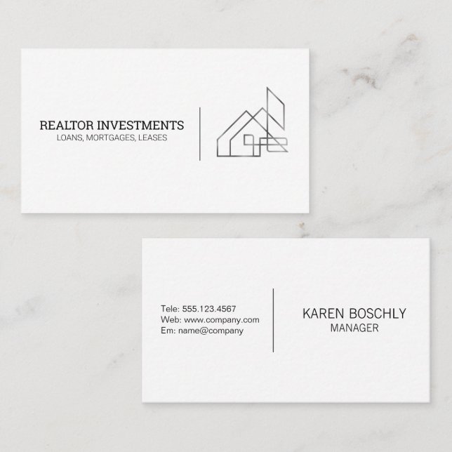 Carte de visite Contemporary Real Estate Logo Desi (Devant / Derrière)