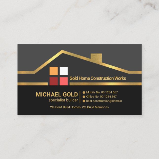 Carte De Visite Contractant de l'immeuble de Faux Gold (Devant)
