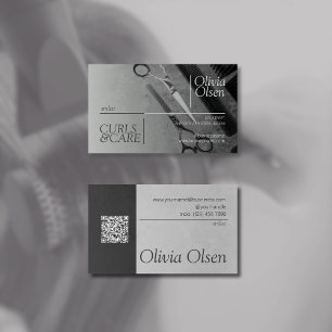 Carte De Visite Contraste Black Grey Hair Styliste, Salon & Barber